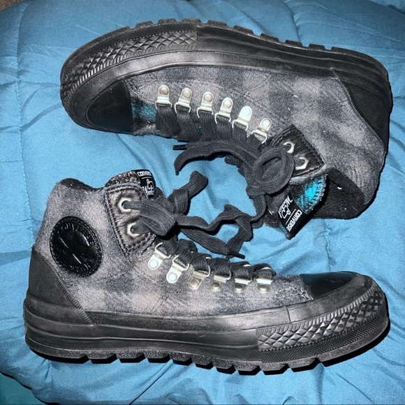 WOOLRICH X CONVERSE CHUCK TAYLOR ALL STAR STREET HIKER BLACK PLAID//MENS SIZE 7 - Picture 2 of 9